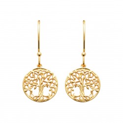 Boucles d'oreilles arbre de vie crochets Plaqué Or pas chères obrillant-bijoux