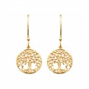 Boucles d'oreilles arbre de vie crochets en Plaqué Or