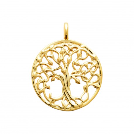 Pendentif arbre de vie médaille ajourée Plaqué or pas cher obrillant-bijoux