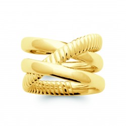 Bague large multirangs Plaqué Or trois anneaux entrelacés pas chère obrillant-bijoux