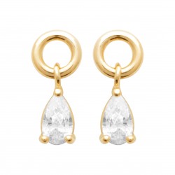 Boucles d'oreilles Plaqué Or pampille goutte en zirconium pas chère obrillant-bijoux