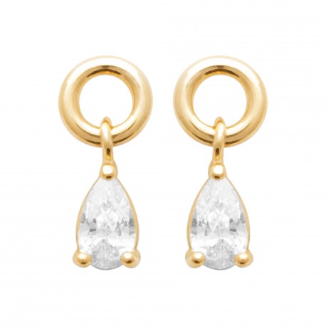 Boucles d'oreilles Plaqué Or pampille goutte en zirconium pas chère obrillant-bijoux