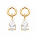 Boucles d'oreilles Plaqué Or pampille poire pierre en zirconium