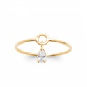 Bague Plaqué Or pampille goutte en zirconium