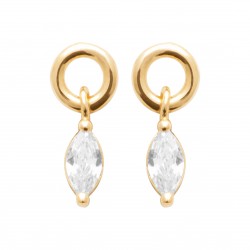 Boucles d'oreilles Plaqué Or pampille poire goutte en zirconium pas chère obrillant-bijoux