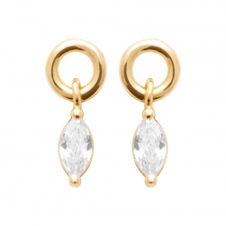 Boucles d'oreilles Plaqué Or pampille poire goutte en zirconium pas chère obrillant-bijoux