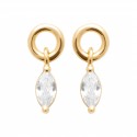 Boucles d'oreilles Plaqué Or pampille goutte pierre en zirconium