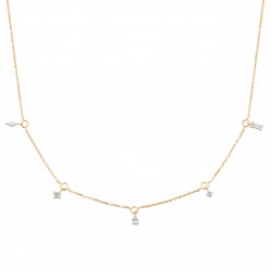 Collier Plaqué Or pampilles pierres en zirconium blanc pas cher obrillant-bijoux