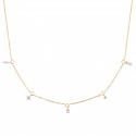 Collier plaqué or pampilles pierres en zirconium blanc