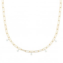 Collier Plaqué Or pampilles pierres gouttes en zirconium blanc pas cher obrillant-bijoux
