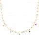 Collier Plaqué Or pampilles pierres gouttes multicolores cristal pas cher obrillant-bijoux