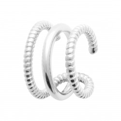 Bague d'oreilles Ear Cuff argent trois rangs ciselés pas chere obrillant-bijoux