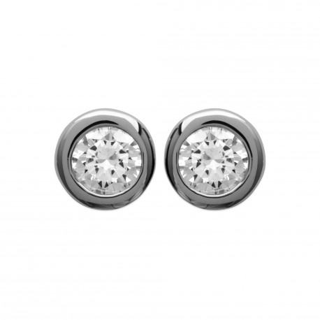 Puces d'oreilles en argent pierre sertie clos 4 mm en zirconium blanc obrillant-bijoux