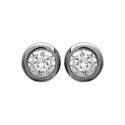 Puces d'oreilles en argent 925 rhodié pierre ronde sertie clos en zirconium blanc 5 mm
