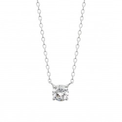 Collier en argent 925/000 rhodié pierre ronde en zirconium blanc obrillant-bijoux
