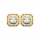 Puces d'oreilles plaqué or pierre carrée en zirconium blanc pas chère obrillant-bijoux