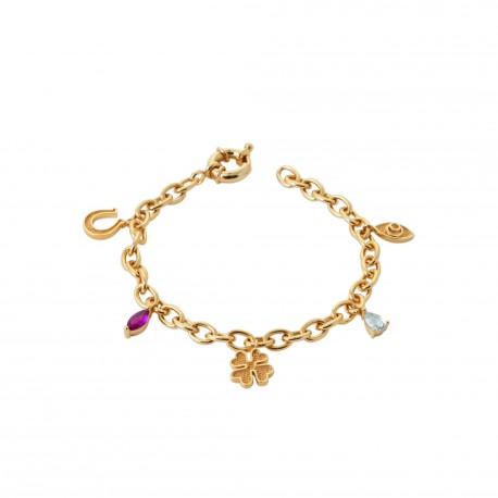 Bracelet plaqué or pampilles chance gouttes multicolores en cristal pas cher obrillant-bijoux