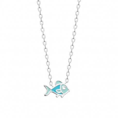 Collier enfant Poisson en laque et argent pas cher obrillant-bijoux