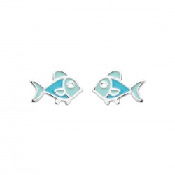 Boucles d'oreilles enfant Poisson en argent pas cher obrillant-bijoux