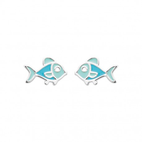 Boucles d'oreilles enfant Poisson en argent pas cher obrillant-bijoux