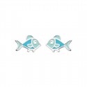 Boucles d'oreilles enfant Poisson en argent et laque