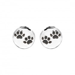 Boucles d'oreilles enfant Patte de chien en argent et laque pas cher obrillant-bijoux