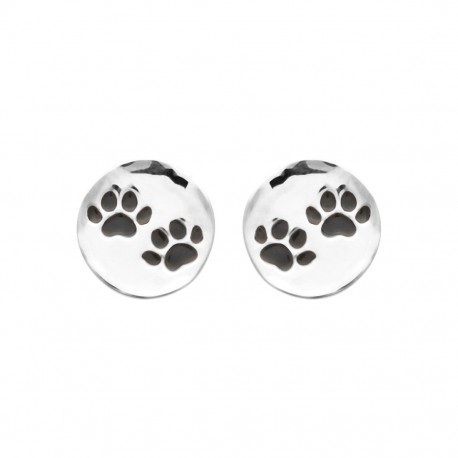 Boucles d'oreilles enfant Patte de chien en argent et laque pas cher obrillant-bijoux
