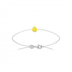 Bracelet enfant Poussin Jaune en laque et argent pas cher obrillant-bijoux