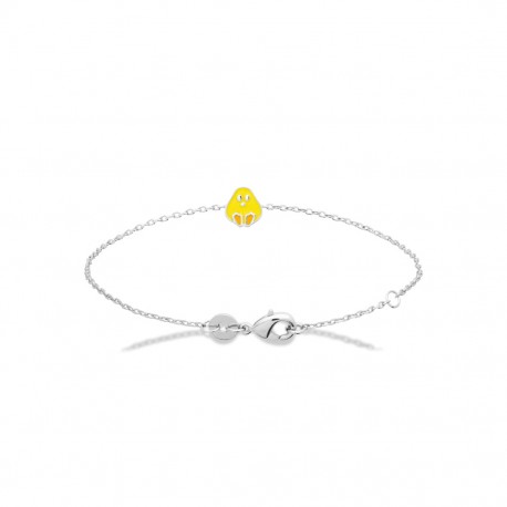 Bracelet enfant Poussin Jaune en laque et argent pas cher obrillant-bijoux