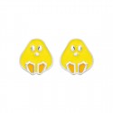 Boucles d'oreilles enfant Poussin jaune en argent et laque