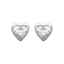 Boucles d'oreilles puces en argent rhodié coeurs pierre sertie en zirconium blanc pas chère obrillant-bijoux