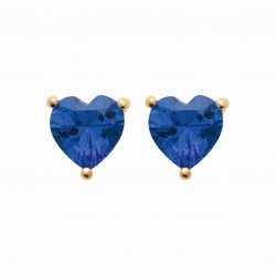 Puces d'oreilles coeur en cristal bleu pas chère obrillant-bijoux