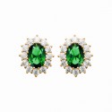 Boucles d'oreilles puces Joaillerie pierre cristal vert et zirconium
