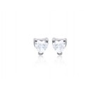 Boucles d'oreilles puces argent coeur pierre zirconium - Obrillant Bijoux