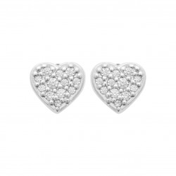 Boucles d'oreilles puces coeur pavé en zirconium blanc pas chère obrillant-bijoux