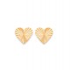Boucles d'oreilles puces plaqué or cœur ciselé strié mode obrillant-bijoux