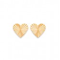 Boucles d'oreilles puces en plaqué or cœur finement ciselé strié