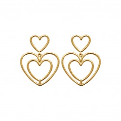 Boucles d'oreilles pendantes plaqué or coeurs St Valentin pas chères obrillant-bijoux