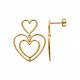 Boucles d'oreilles pendantes plaqué or coeurs St Valentin pas chères obrillant-bijoux