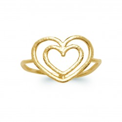 Bague plaqué or double coeur st valentin pas chère Obrillant-BIjoux