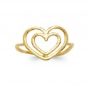 Bague plaqué or double coeur