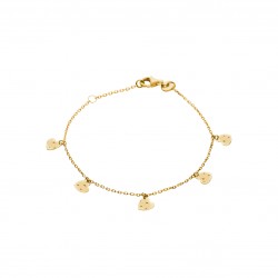 Bracelet plaqué or breloques coeurs martelés st valentin pas cher obrillant-bijoux