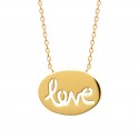 Collier plaqué or pastille inscription Love
