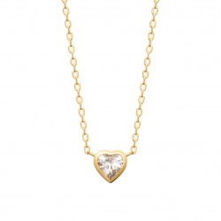 Collier en plaqué or pierre sertie cœur en zirconium St valentin pas cher obrillant-bijoux