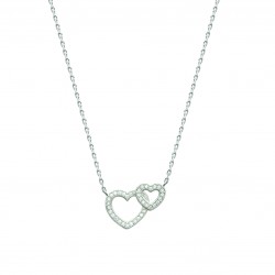Collier coeurs entrelacés argent pavé en pierres zirconium blanc obrillant-bijoux