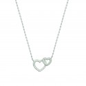 Collier en argent 925/000 rhodié coeurs entrelacés pavé en zirconium blanc