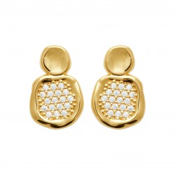 Boucles d'oreilles plaqué or pavé en zirconium blanc pas chère obrillant-bijoux