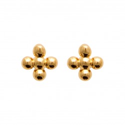 Boucles d'oreilles Puces plaqué or petite croix perlées pas chères obrillant-bijoux