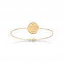 Bracelet plaqué or médaille signe balance avec zirconium