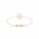 Bracelet en plaqué or réversible pendentif pierre ronde en véritable nacre obrillant-bijoux